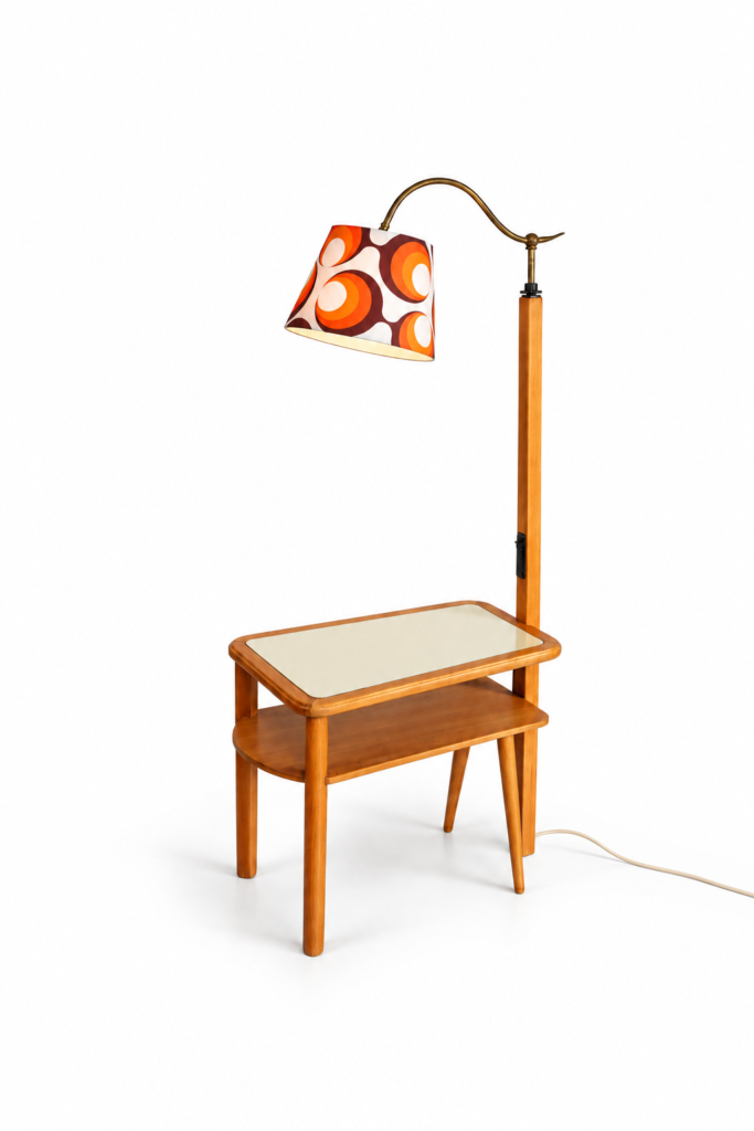 Lampa podłogowa ze stolikiem, lata 60te
