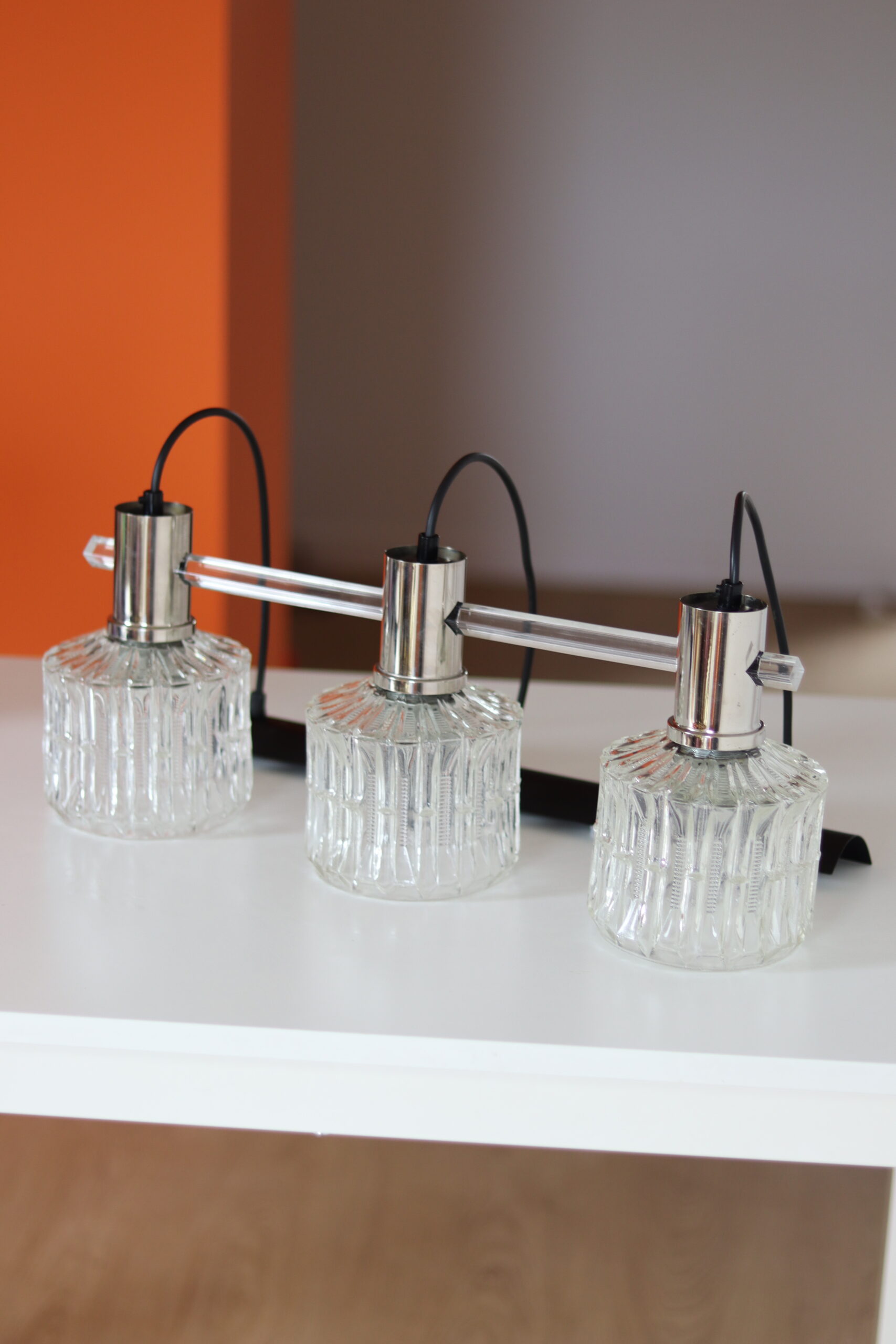 Lampa sufitowa szkło i akryl, lata 70 - obrazek 6