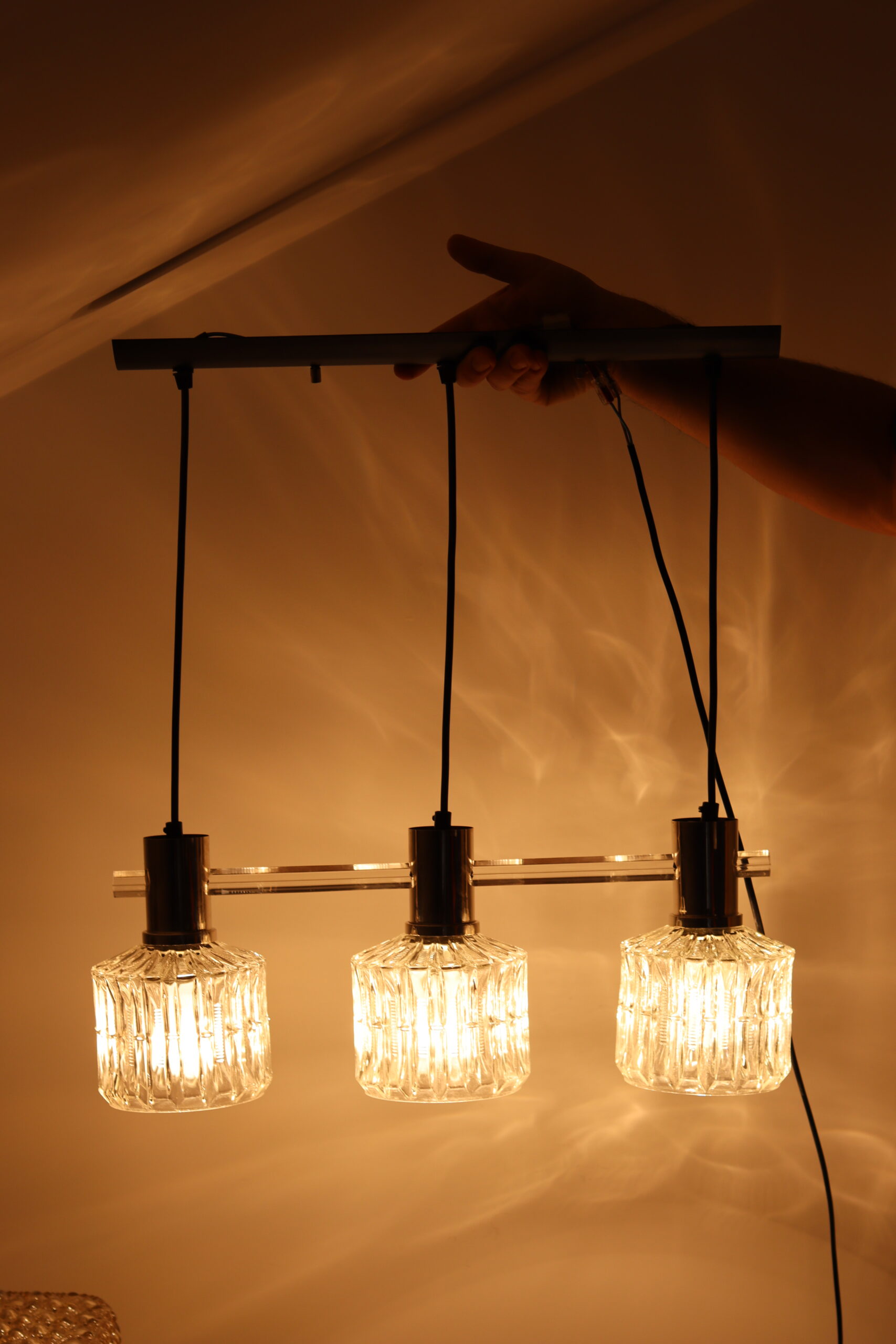 Lampa sufitowa szkło i akryl, lata 70 - obrazek 2